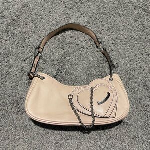 Heart Accent Pink Shoulder Bag